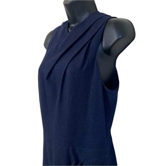 Halston Heritage Stretch Dark Denim Faux Wrap Sleeveless Bodycon Mini Dress Sz 4 - Picture 6 of 16